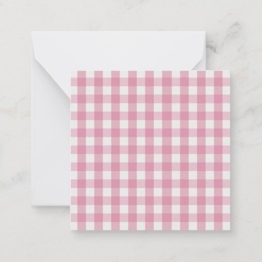 Personalized Pink White Gingham Mitteilungskarte (Rückseite)