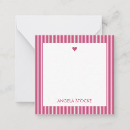Personalized Pink White Stripe Mitteilungskarte