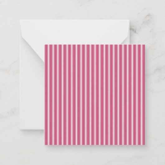 Personalized Pink White Stripe Mitteilungskarte (Rückseite)