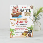 Personalized pirate child's birthday einladung (Stehend Vorderseite)