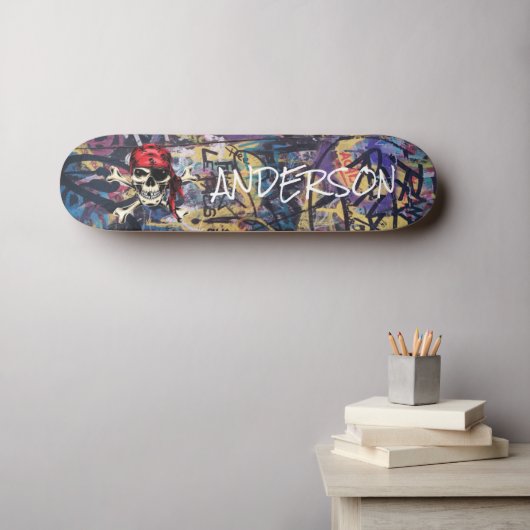 Personalized  Pirate Skull Skateboard (Wandkunst (Horz))