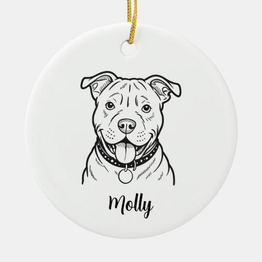 Personalized Pitbull Dog Christmas Keramik Ornament (Vorne)