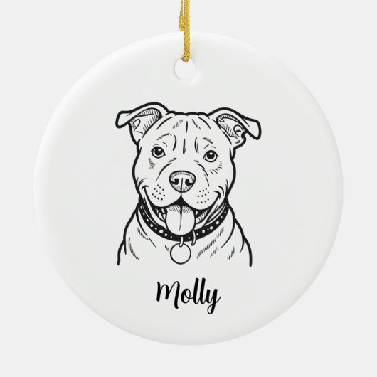 Personalized Pitbull Dog Christmas Keramik Ornament (Hinten)