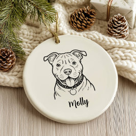 Personalized Pitbull Dog Christmas Keramik Ornament