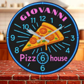 Personalized pizzeria neon custom pizza house große wanduhr