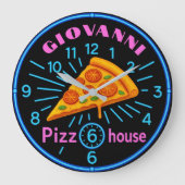 Personalized pizzeria neon custom pizza house große wanduhr (Vorderseite)