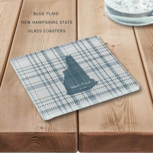 Personalized Plaid New Hampshire Glass Coaster Glasuntersetzer