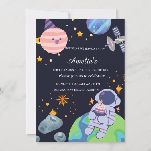 Personalized Planet Birthday Party Invitation Card Einladung (Vorderseite)