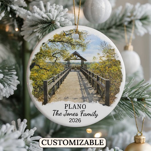 Personalized Plano Ornament, Custom Texas Keramik Ornament