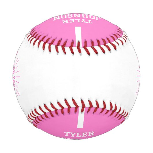 Personalized Player Team Logo Pink Baseball (Rückseite)
