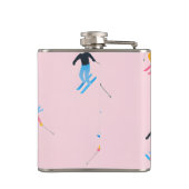 Personalized Playful Pastel Skiers Retro Flachmann (Rückseite)