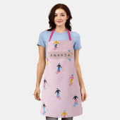 Personalized Playful Pastel Skiers Retro Schürze (Getragen)