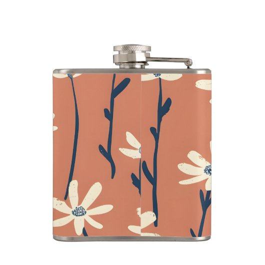 Personalized Playful Retro Daisy Flower Flachmann (Rückseite)