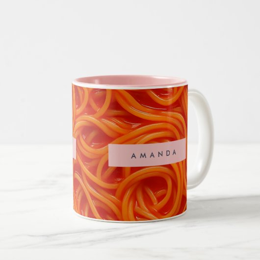 Personalized Playful Spaghetti in Tomato Sauce Zweifarbige Tasse (VorderseiteRechts)