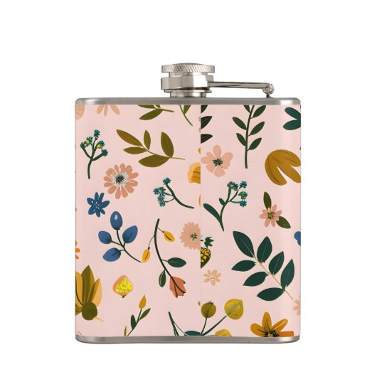 Personalized Playful Wildflower in Peach Flachmann (Rückseite)