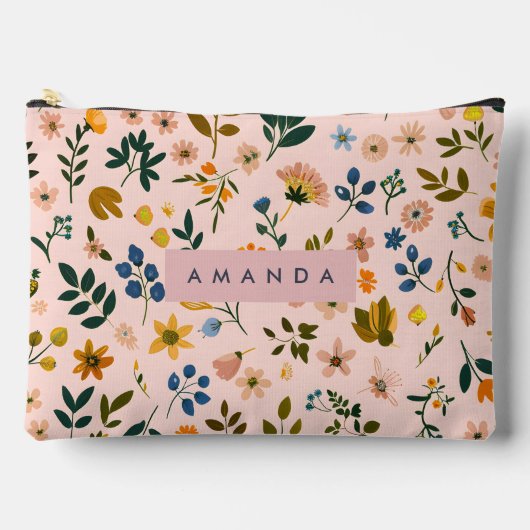 Personalized Playful Wildflower in Peach Zubehörtasche (Vorderseite)