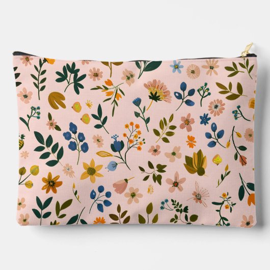 Personalized Playful Wildflower in Peach Zubehörtasche (Rückseite)