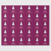 Personalized Plum White Christmas Tree Family Name Geschenkpapier (Flach)