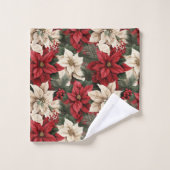 Personalized Poinsettia Chic Holiday Bathroom  Badhandtuch Set (Waschlappen)