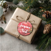 Personalized Poinsettia Joyeux Noel Keramik Ornament
