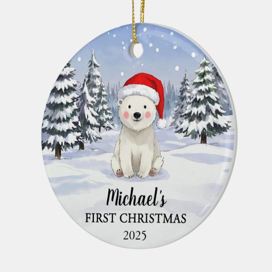 Personalized Polar Bear Baby Christmas Ornament (Links)