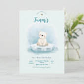 Personalized Polar Bear Birthday Invitation Einladung (Stehend Vorderseite)
