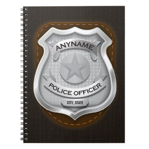 Personalized Police Officer Sheriff Cop NAME Badge Notizblock