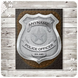 Personalized Police Officer Sheriff Cop NAME Badge Puzzle