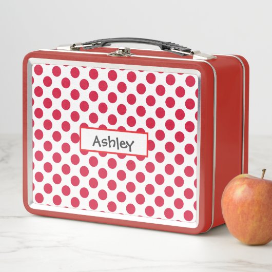 Personalized Polka Dot Metal Lunchbox (Beispiel)