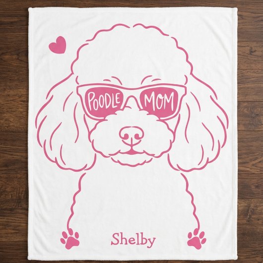 Personalized Poodle Blanket for Dog Mom Rose Pink Sherpadecke