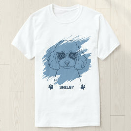 Personalized Poodle Dog Dad Ice Blue Brush T-Shirt