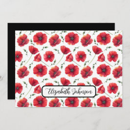 Personalized Poppies Floral Botanical Note Card Mitteilungskarte