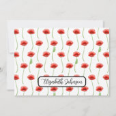 Personalized Poppies Floral Botanical Note Card Mitteilungskarte (Vorderseite)