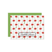 Personalized Poppies Floral Botanical Note Card Mitteilungskarte (Vorderseite/Rückseite Beispiel)