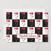Personalized Poppy Checkerboard Floral Note Card Mitteilungskarte (Vorderseite)