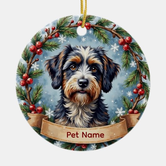 Personalized Portuguese Water Dog Christmas Keramik Ornament (Vorne)