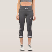 Personalized Powered By Pilates Dark Grey Capri Leggings (Vorderseite)