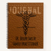 Personalized practitioner brown leather doctor notizblock (Vorderseite)