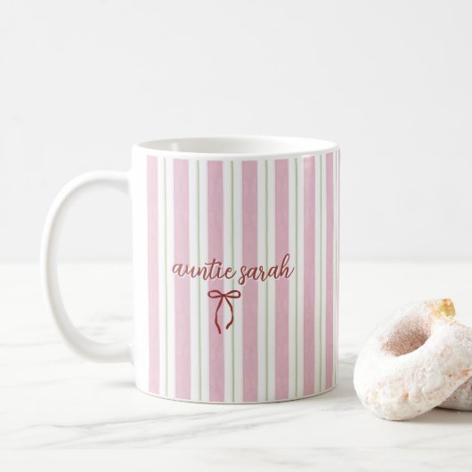 Personalized Pregnancy Reveal Pink Stripe Kaffeetasse (Mit Donut)