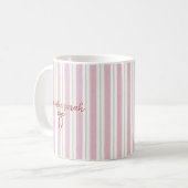 Personalized Pregnancy Reveal Pink Stripe Kaffeetasse (Vorderseite Links)