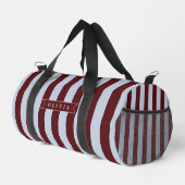 Personalized Preppy Brown Blue Cabana Stripe Duffle Bag (Rechte Ecke)