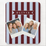 Personalized Preppy Brown Blue Cabana Stripe Mousepad<br><div class="desc">Certain designs are always in style. Every year, the casual beauty of classic cabana stripes feels new. For those who appreciate straightforward, self-assured design with a hint of preppy elegance, this customized brown and blue cabana stripe collection was made. The pattern's gentle contrast between brown and blue makes it cozy,...</div>