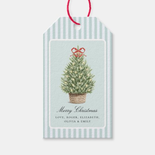 Personalized Preppy Coastal Tree Christmas Geschenkanhänger (Vorderseite)