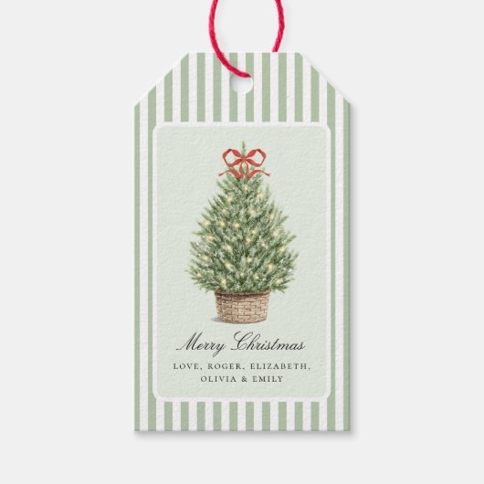 Personalized Preppy Coastal Tree Christmas Geschenkanhänger (Vorderseite)