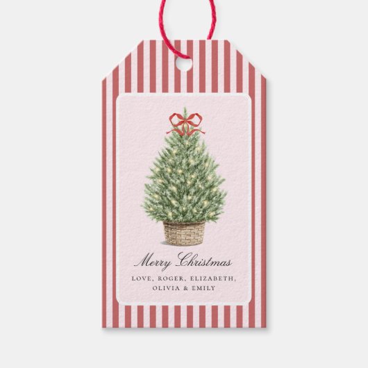 Personalized Preppy Coastal Tree Christmas Geschenkanhänger (Vorderseite)
