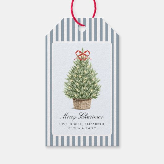 Personalized Preppy Coastal Tree Christmas Geschenkanhänger (Vorderseite)