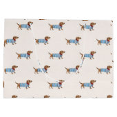 Personalized Preppy Cute Dachshund Dog Pattern Große Geschenktüte (Rückseite)