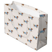 Personalized Preppy Cute Dachshund Dog Pattern Große Geschenktüte (Rückseite Schrägansicht)