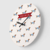 Personalized Preppy Cute Dachshund Dog Pattern Große Wanduhr (Winkel)