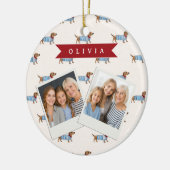 Personalized Preppy Cute Dachshund Dog Pattern Keramik Ornament (Links)